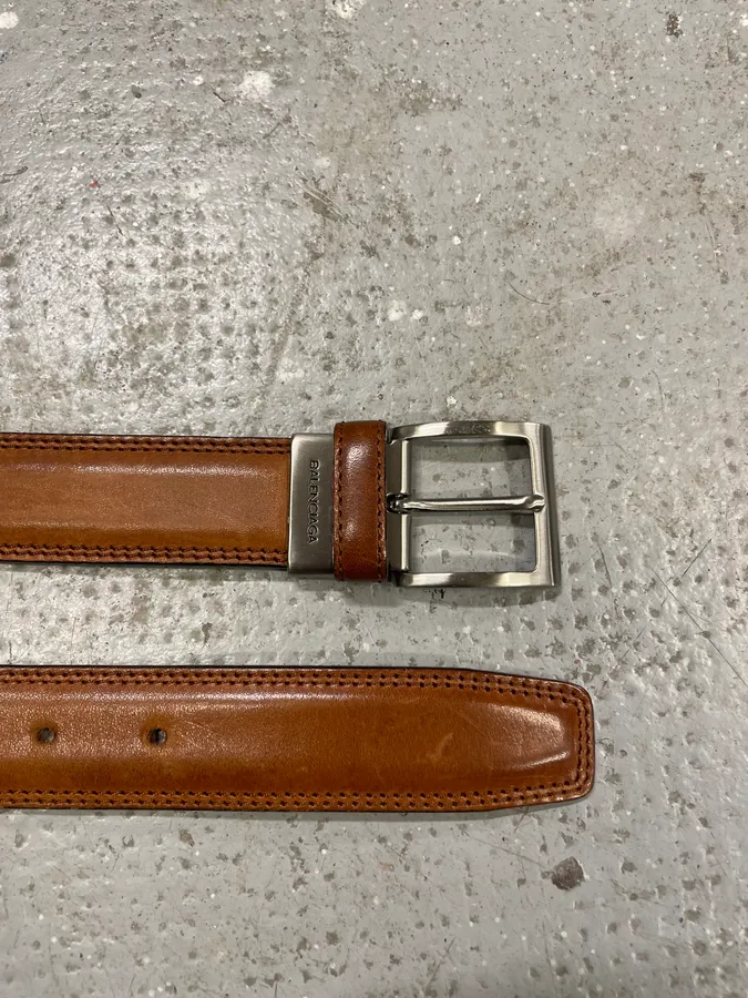 2000s Balenciaga Italian Brown Leather Belt - Image 3