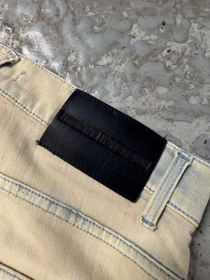 2000s Balmain Biker Reinforced Bleached Jeans - Image 9