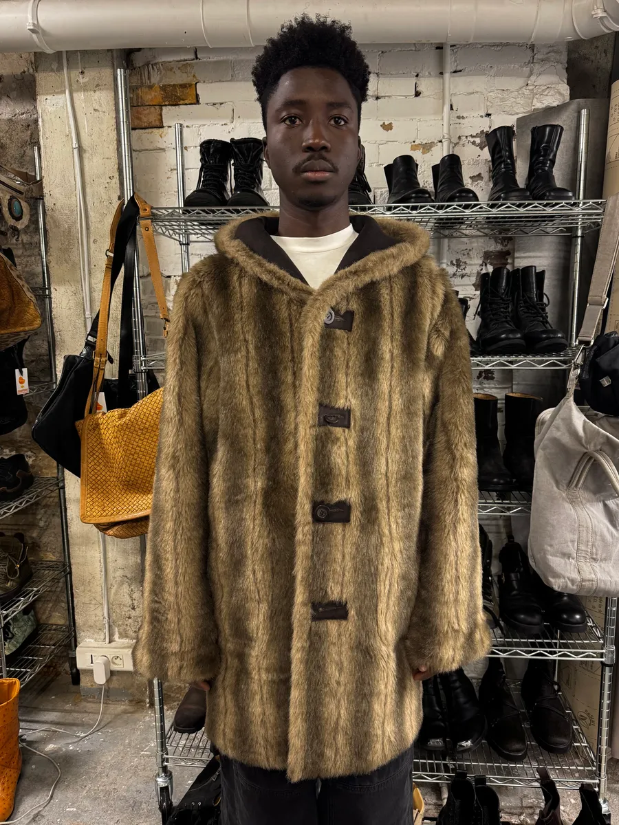 2000s Balmain Fake Fur Reversible Long Coat