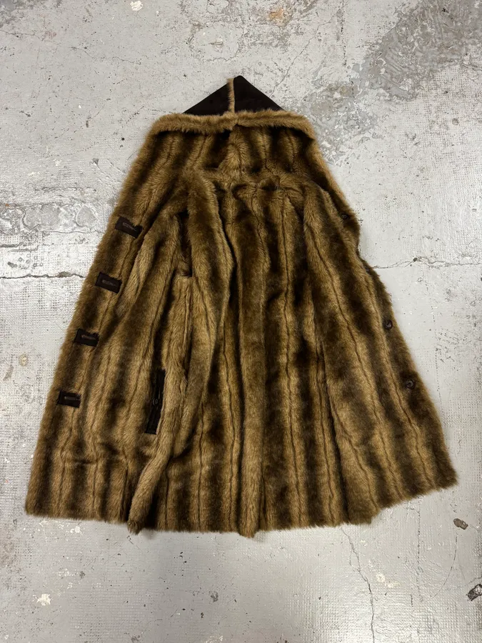 2000s Balmain Fake Fur Reversible Long Coat - Image 11