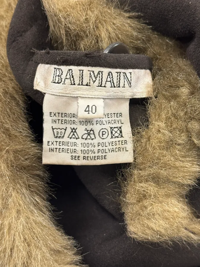 2000s Balmain Fake Fur Reversible Long Coat - Image 12