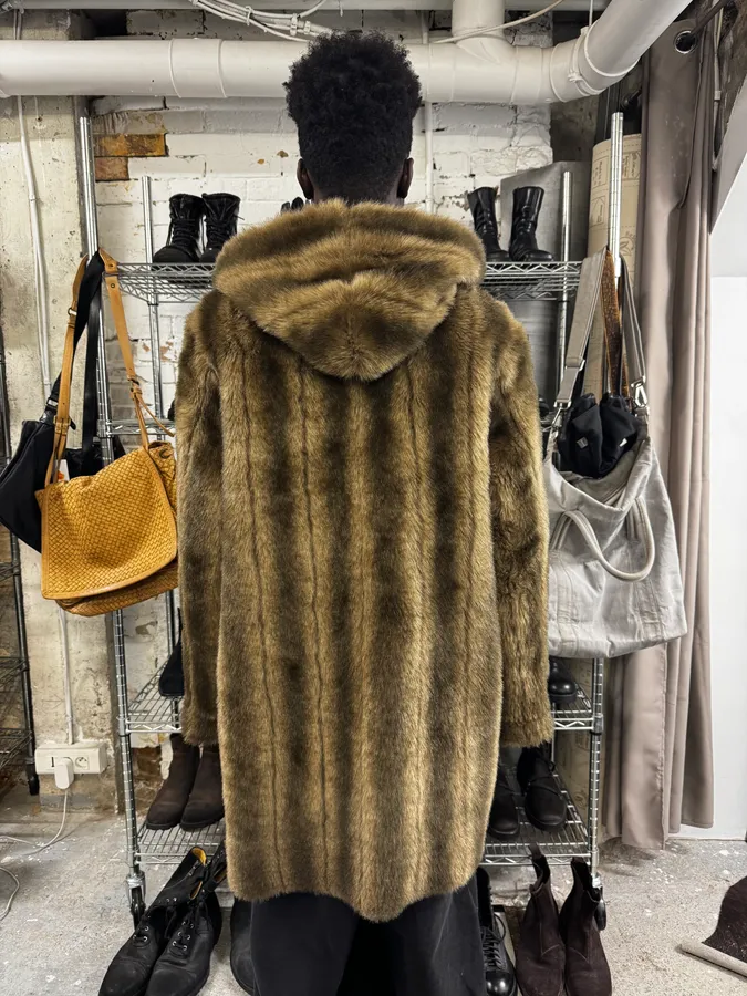 2000s Balmain Fake Fur Reversible Long Coat - Image 2