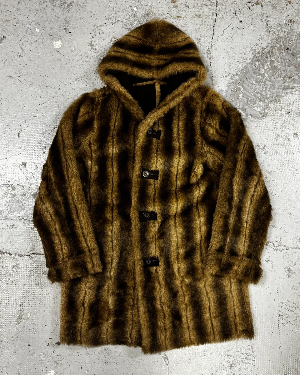 2000s Balmain Fake Fur Reversible Long Coat - Image 3