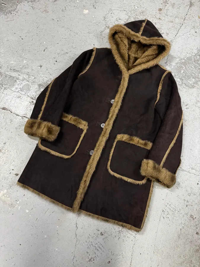 2000s Balmain Fake Fur Reversible Long Coat - Image 5