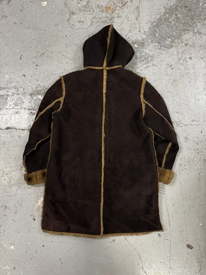 2000s Balmain Fake Fur Reversible Long Coat - Image 7