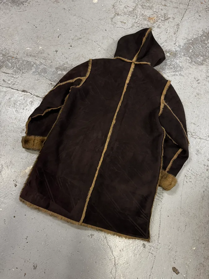 2000s Balmain Fake Fur Reversible Long Coat - Image 9