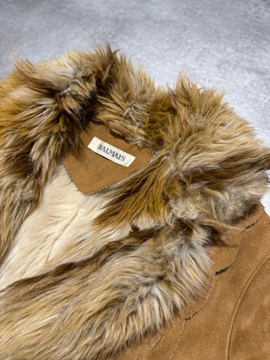 2000s Balmain Faux Fur Camel Jacket - Image 7