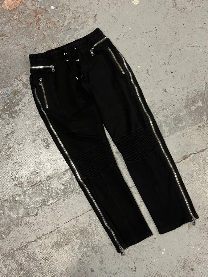 2000s Balmain Full Zip Black Joggers - Image 5