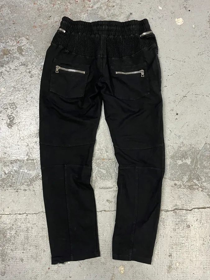 2000s Balmain Full Zip Black Joggers - Image 7