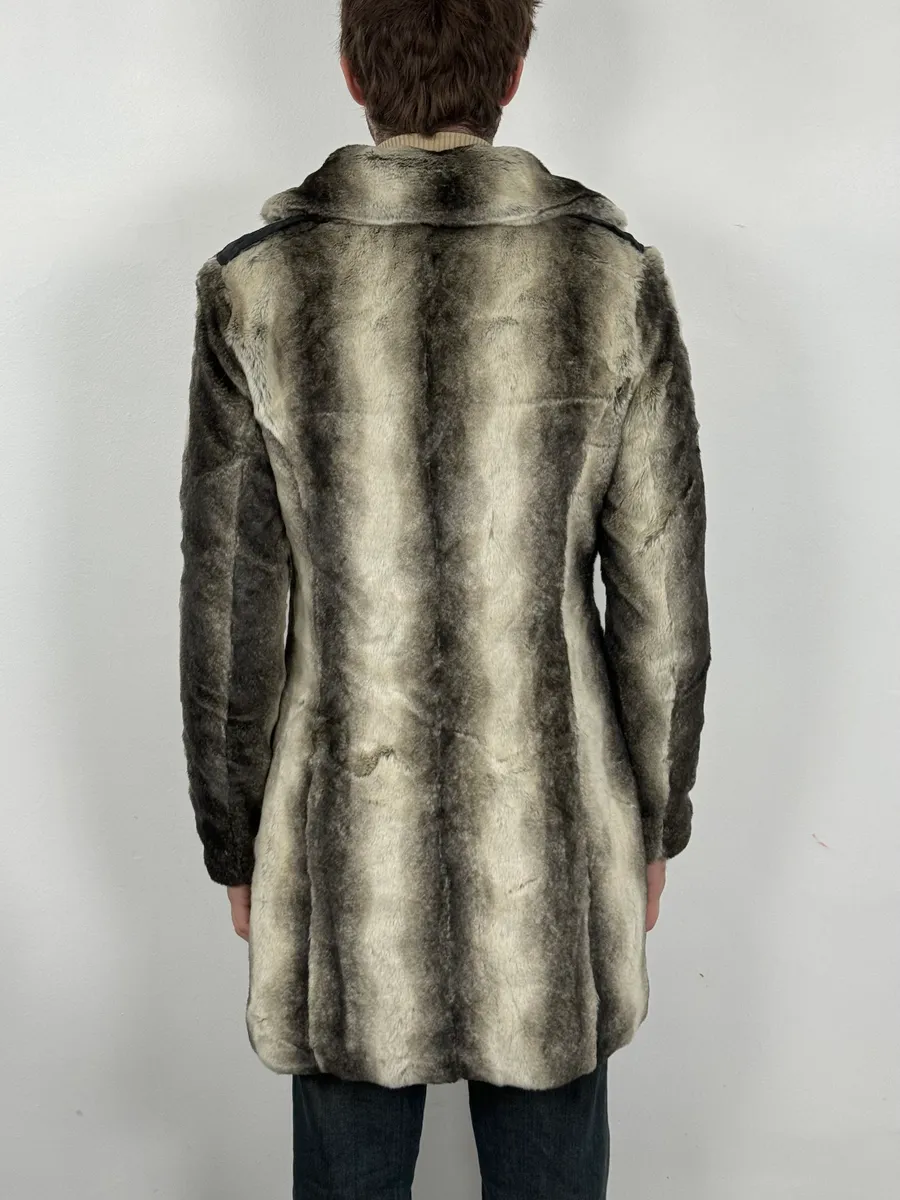 2000s Balmain Gradient Sand Long Fur Coat - Image 3