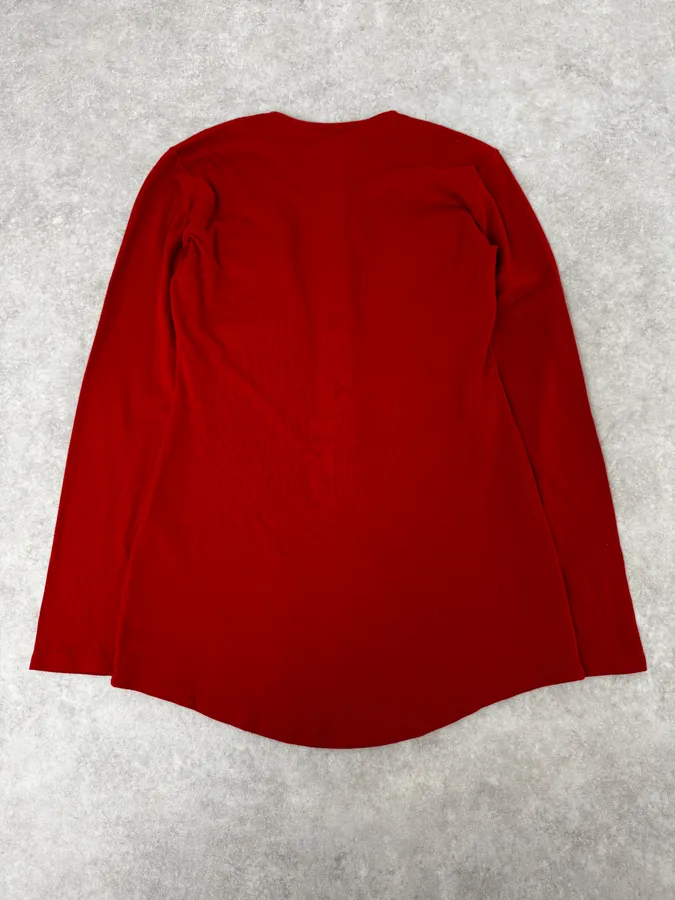 2000s Balmain Red Buttoned Blouse Longsleeve T-Shirt - Image 4