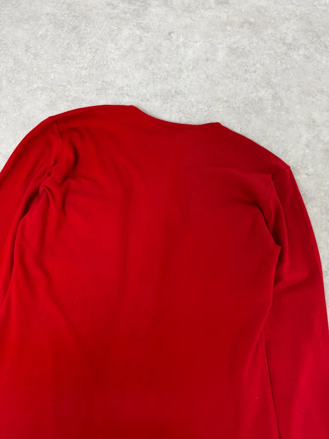 2000s Balmain Red Buttoned Blouse Longsleeve T-Shirt - Image 6