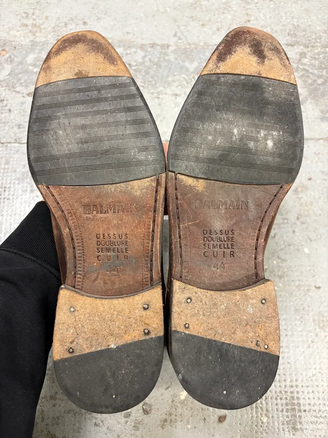 2000s Balmain Rust Brown Leather Ankle Boots - Image 8