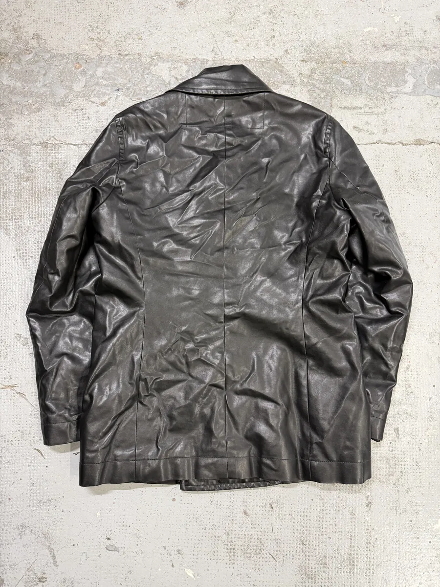 2000s Bikkembergs Black Faux Leather Buttoned Jacket - Image 2