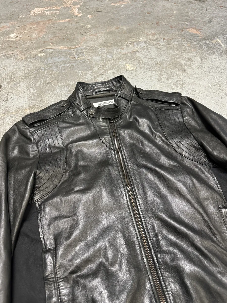 2000s Bikkembergs Hybrid Black Leather Biker Jacket - Image 8