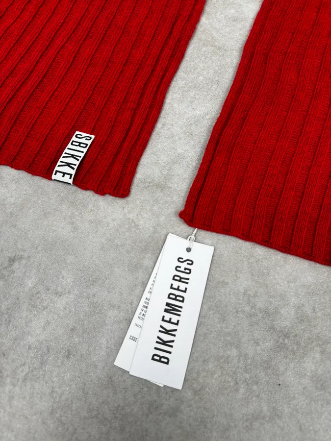 2000s Bikkembergs Red Wool Scarf - Image 7