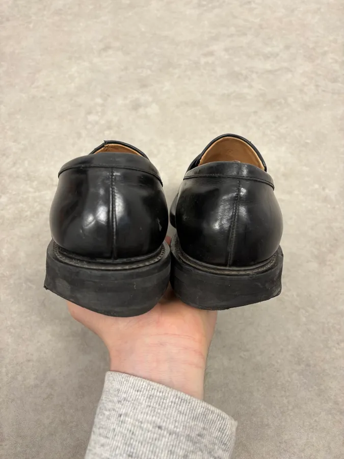 2000s Bottega Veneta Black Leather Loafers - Image 7