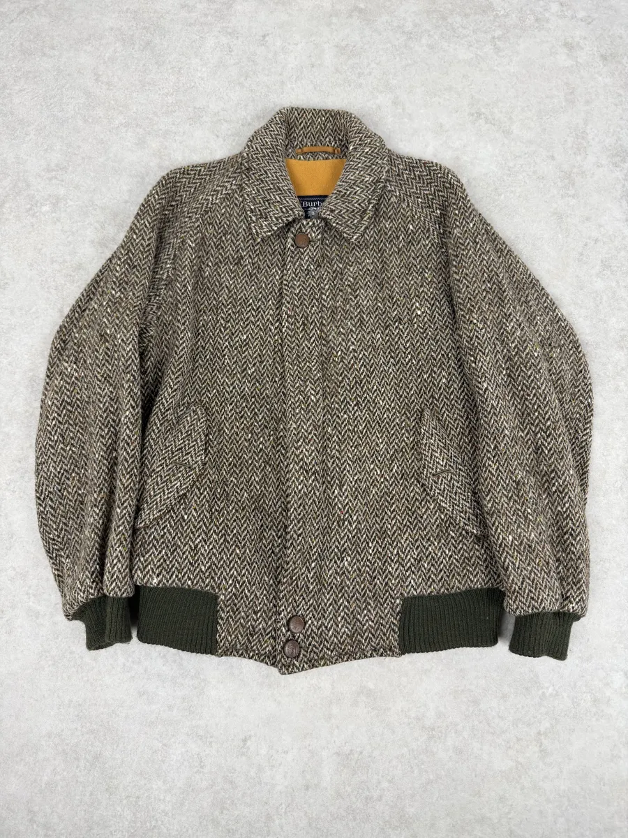 2000s Burberry Grey Wool Aviator Bomber Jacket