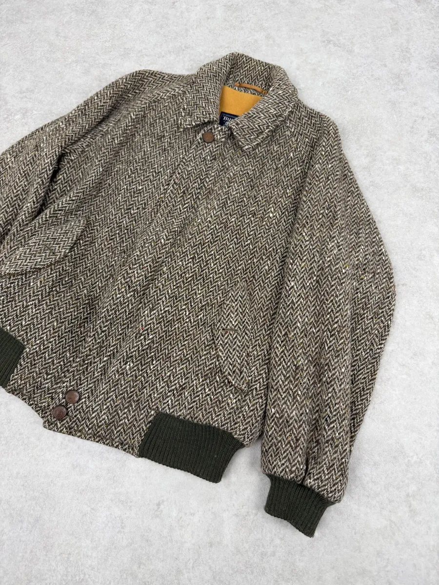 2000s Burberry Grey Wool Aviator Bomber Jacket - Image 5