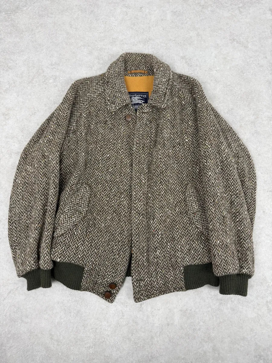 2000s Burberry Grey Wool Aviator Bomber Jacket - Image 6