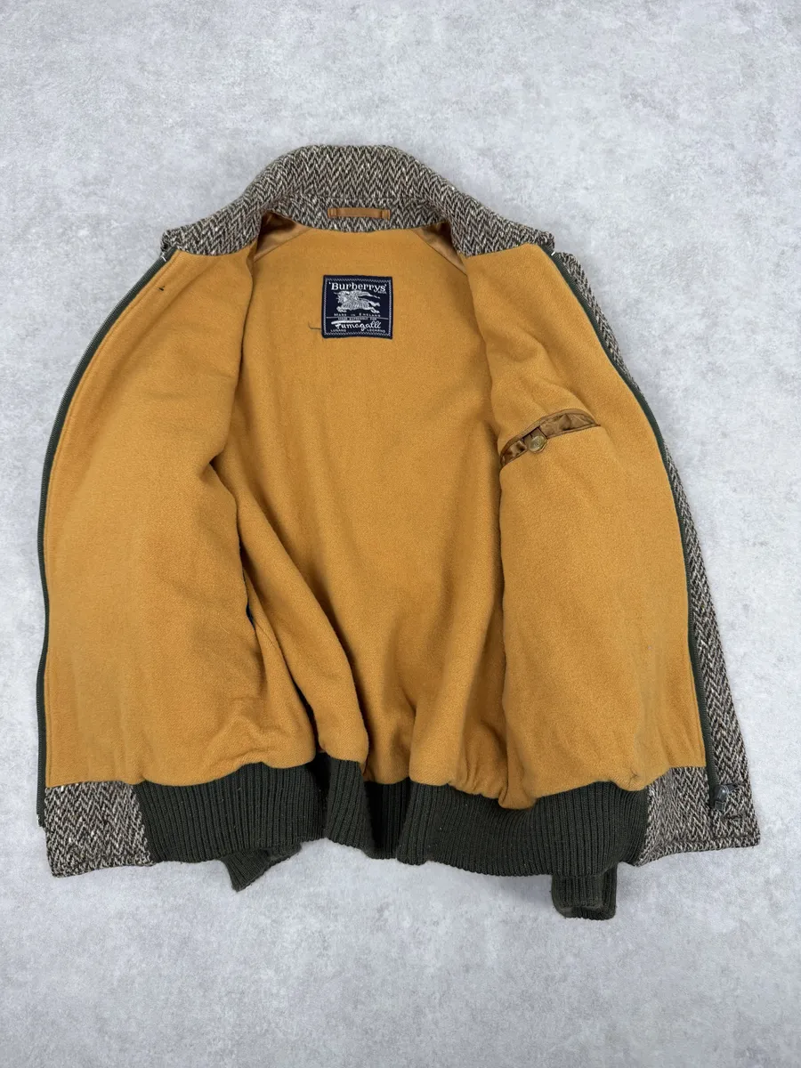 2000s Burberry Grey Wool Aviator Bomber Jacket - Image 9