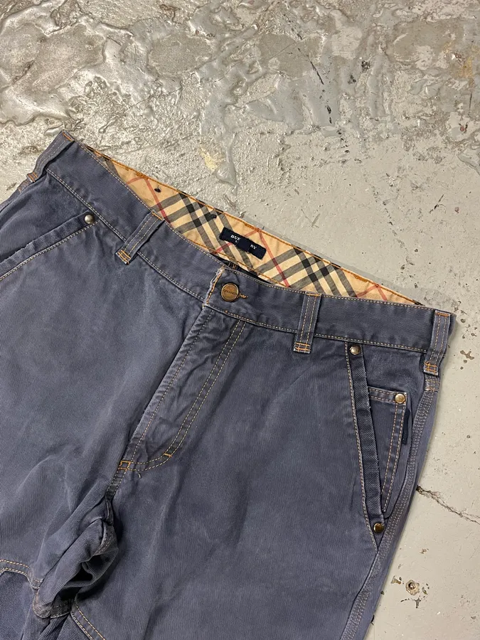 2000s Burberry Navy Light Worker Pants - Image 6
