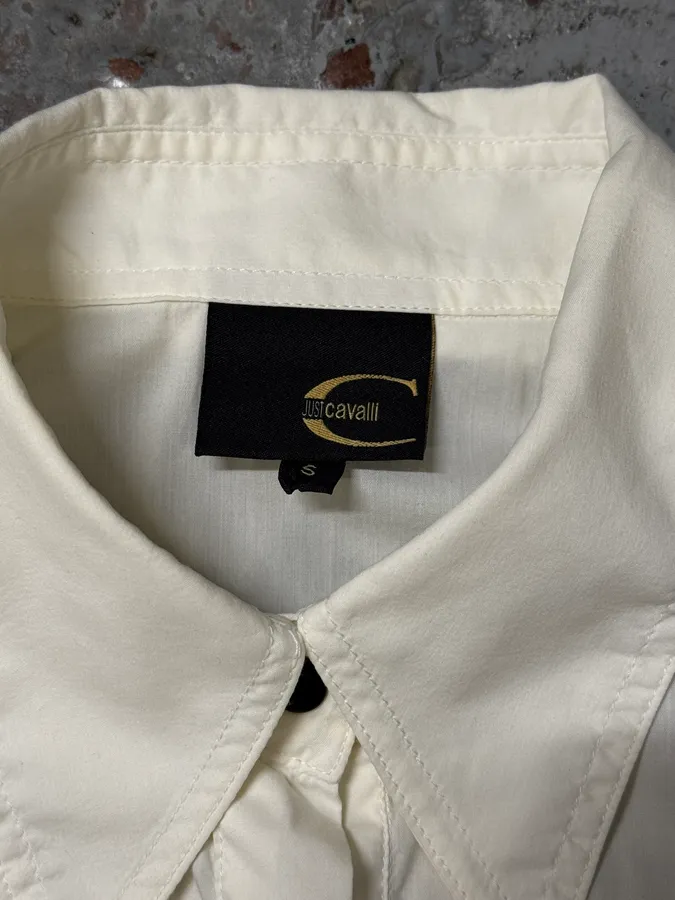 2000s Cavalli 3D Crocodile White Shirt - Image 10