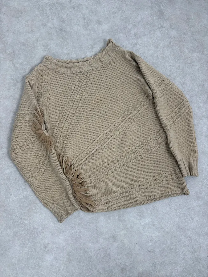 2000s Cavalli 3D Flowers Beige Knit Sweater - Image 4