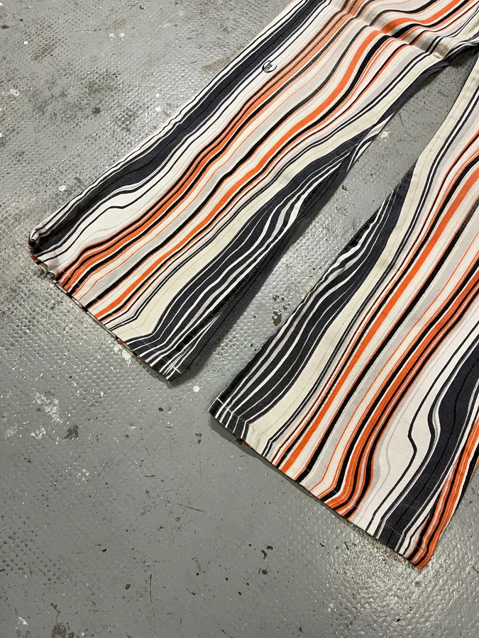 2000s Cavalli Abstract Orange White Flowers Pants - Image 7