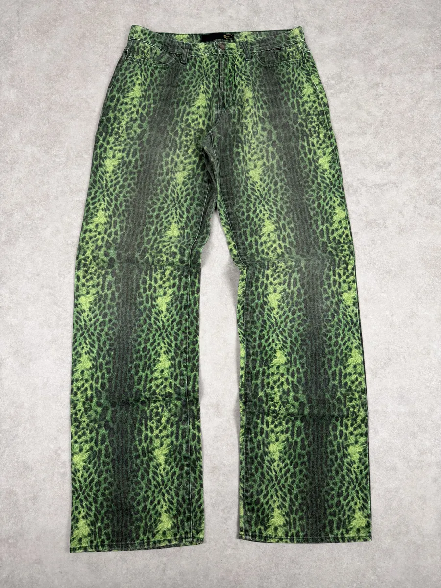 2000s Cavalli Acid Green Leopard Pants