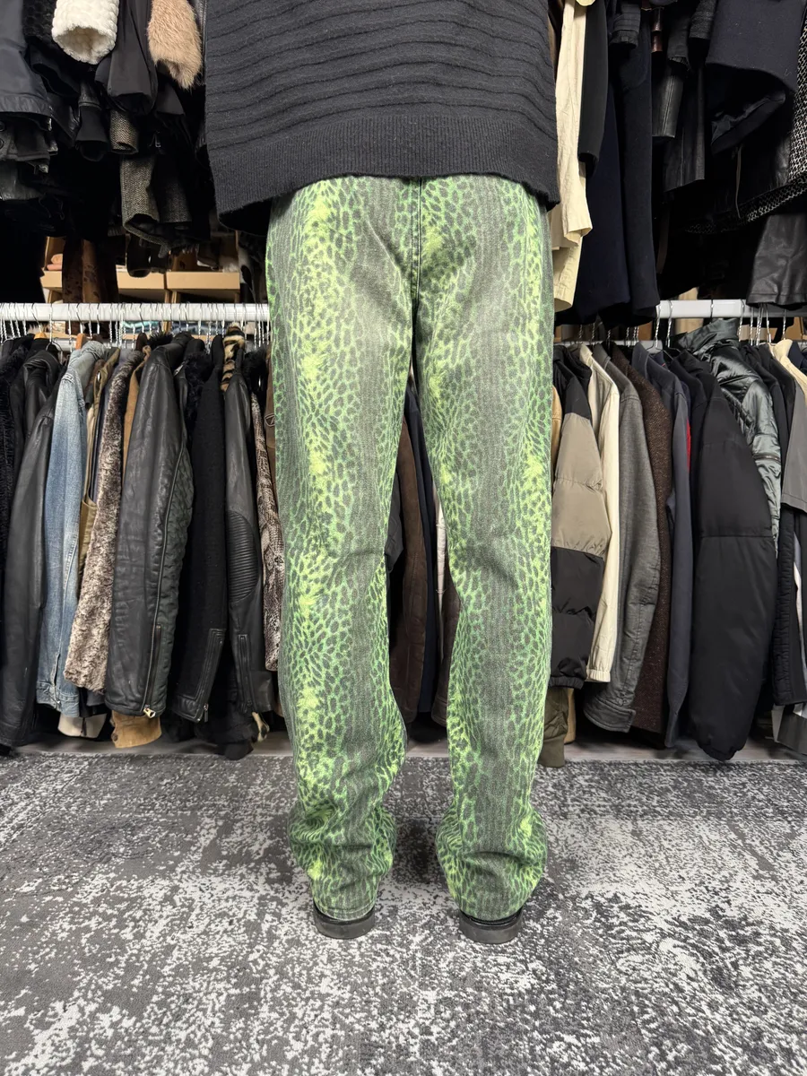2000s Cavalli Acid Green Leopard Pants - Image 4