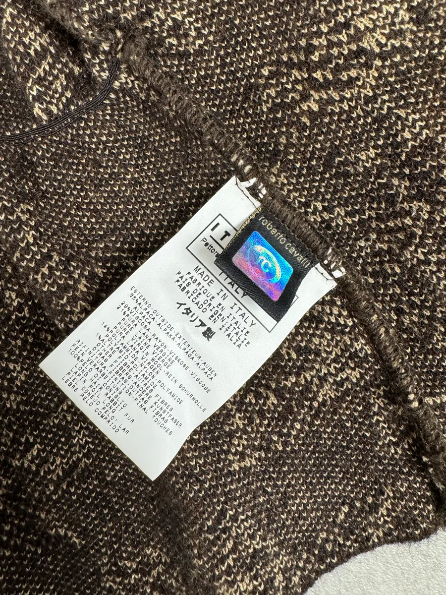2000s Cavalli Alpaca Fur Collar Brown Cardigan Sweater - Image 11