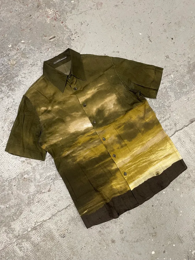 2000s Cavalli Apocalyptic Sunset Brown Faded Shirt - Image 4