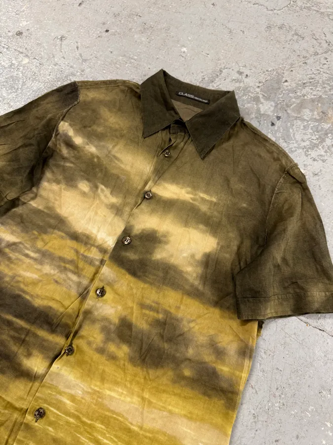 2000s Cavalli Apocalyptic Sunset Brown Faded Shirt - Image 2