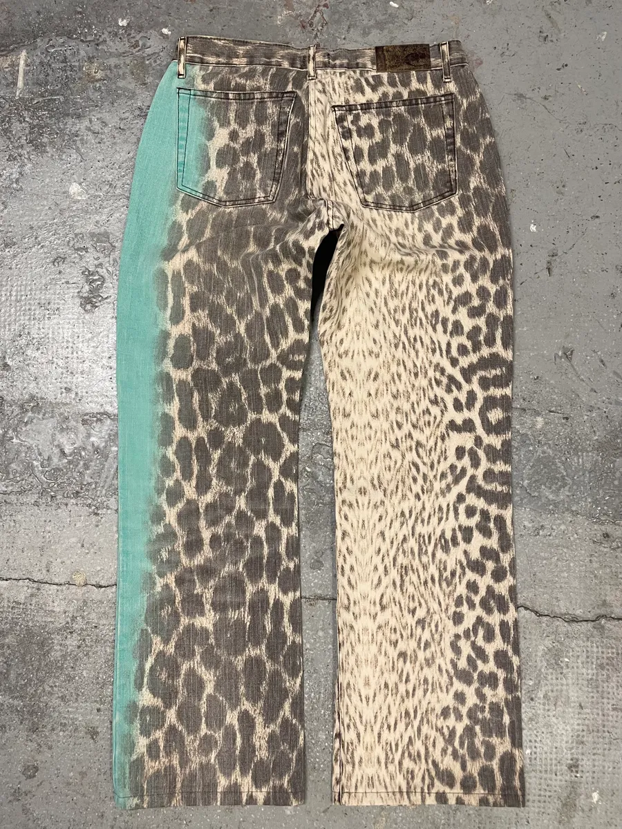 2000s Cavalli Aqua Leopard Print Savage Pants - Image 2