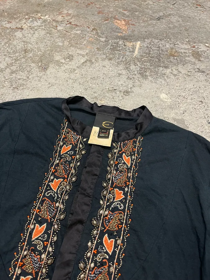 2000s Cavalli Beaded Navy Henley Longsleeves - Image 7