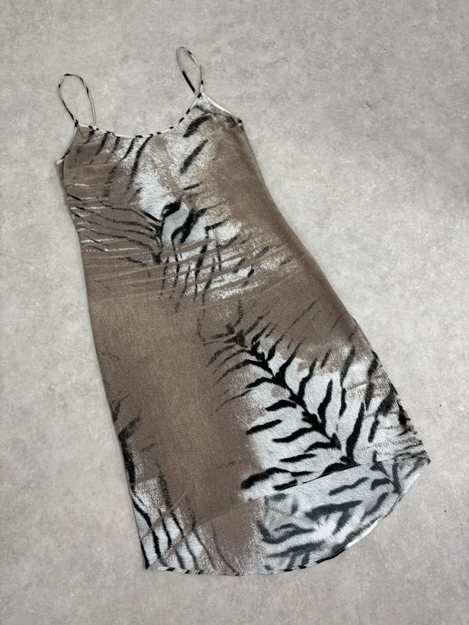 2000s Cavalli Beige & Black Safari Zebra Dress - Image 4