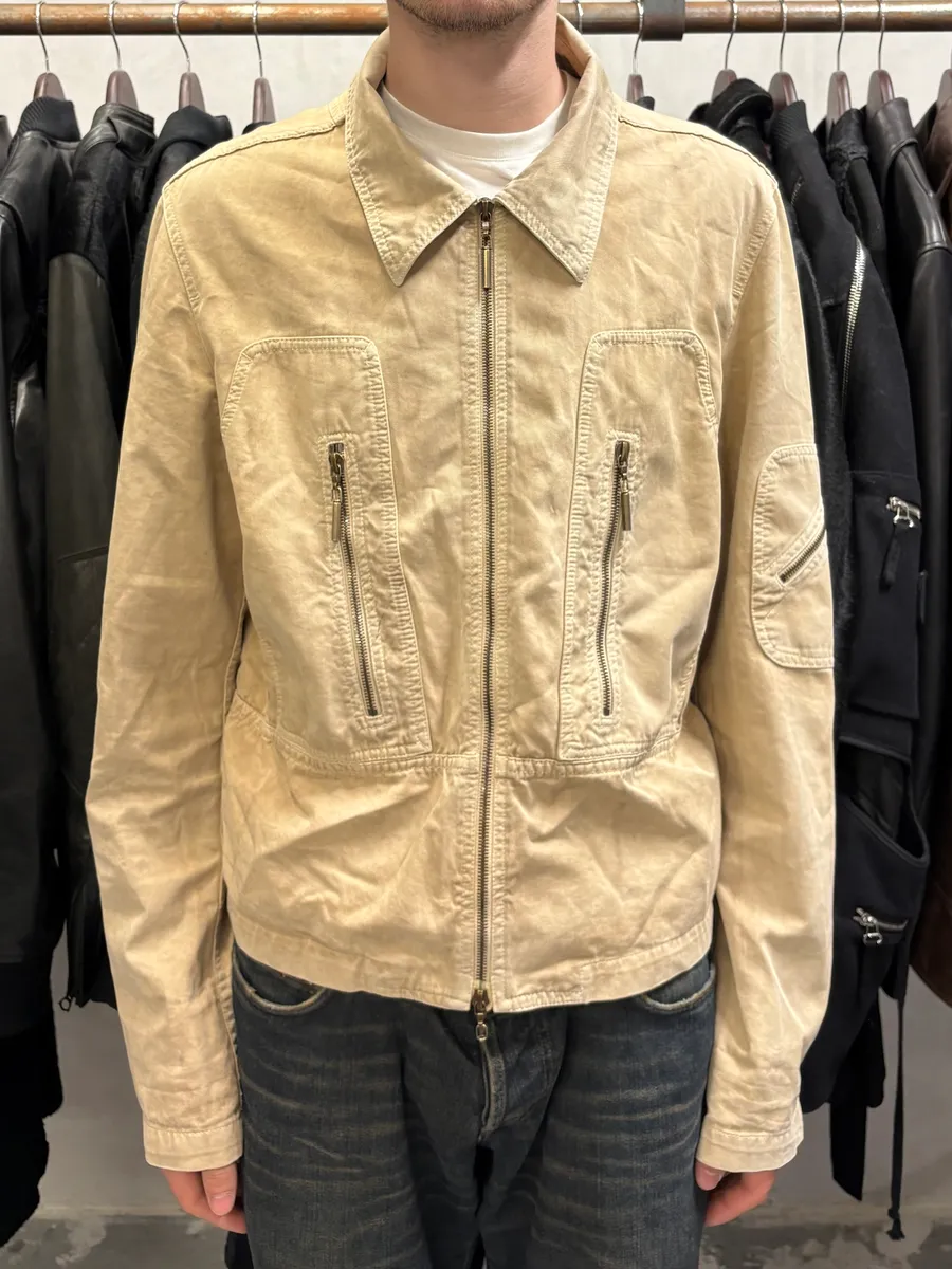 2000s Cavalli Beige Fighter Multi Zips Jacket - Image 2