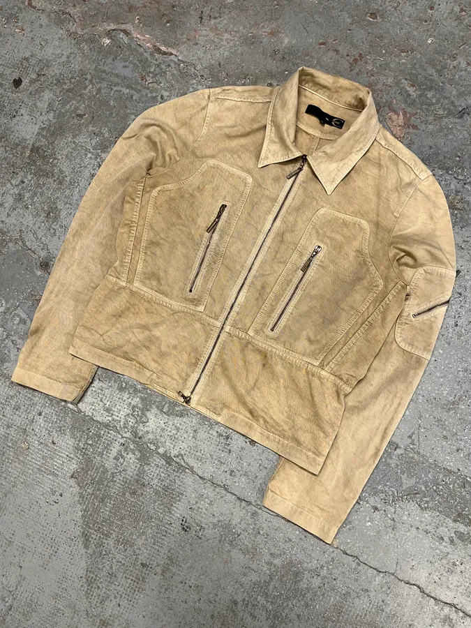 2000s Cavalli Beige Fighter Multi Zips Jacket - Image 4