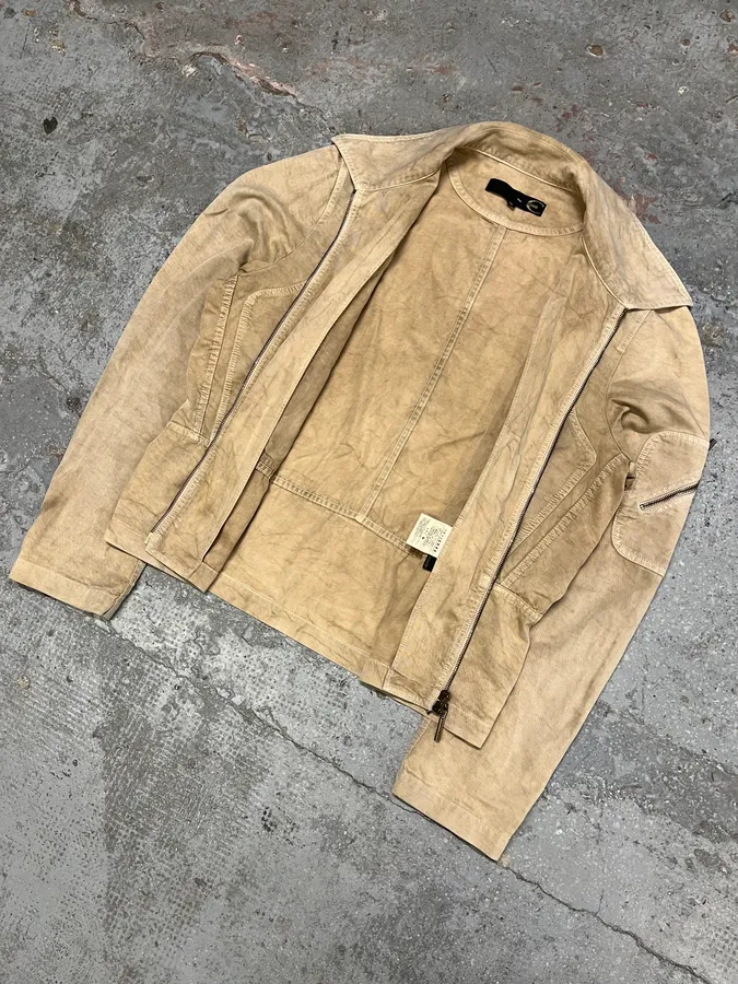 2000s Cavalli Beige Fighter Multi Zips Jacket - Image 5