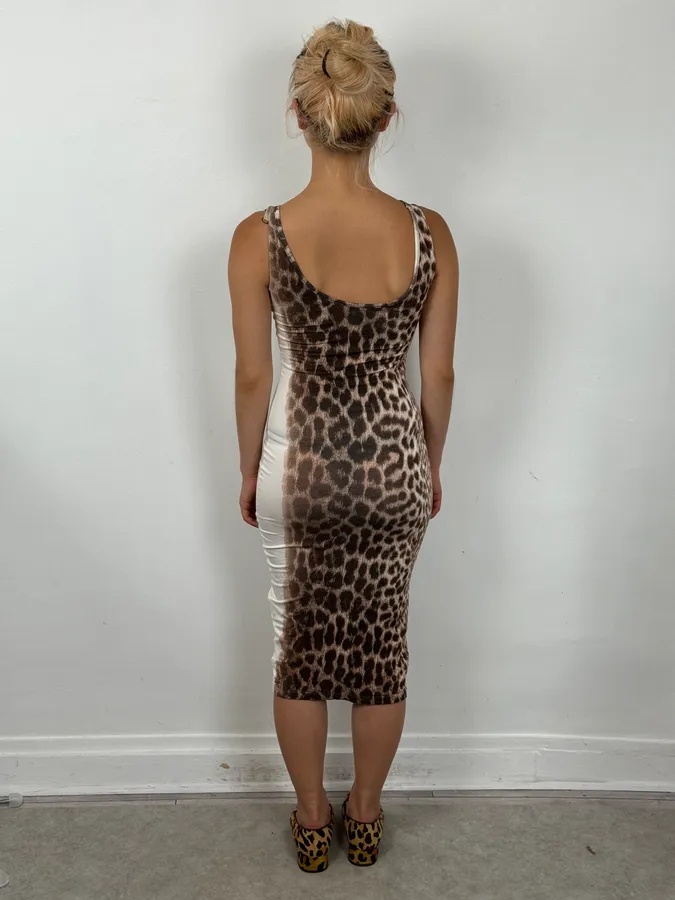 2000s Cavalli Beige Gradiant Leopard Dress - Image 2