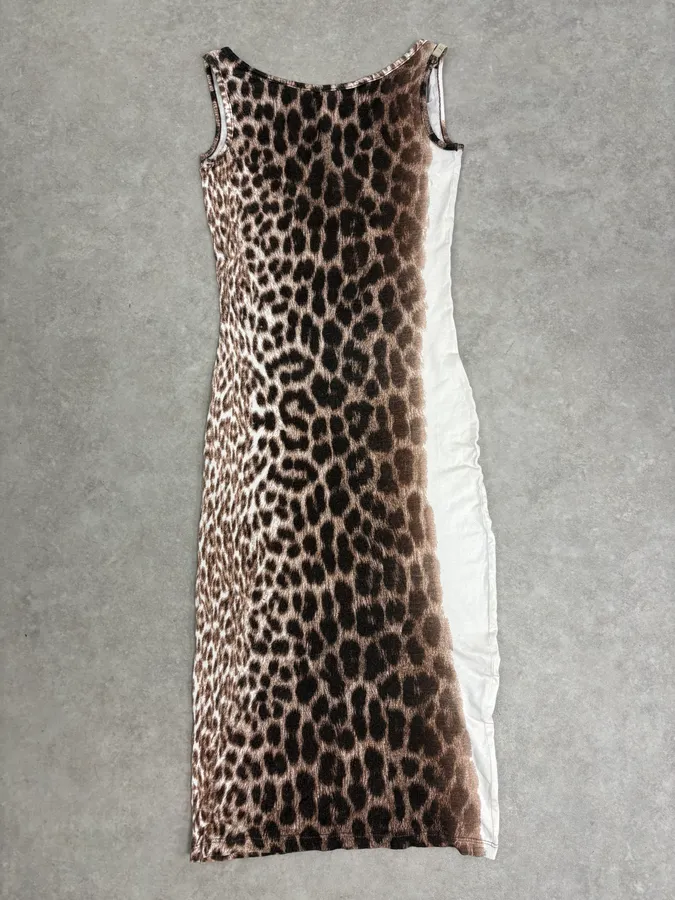 2000s Cavalli Beige Gradiant Leopard Dress - Image 6