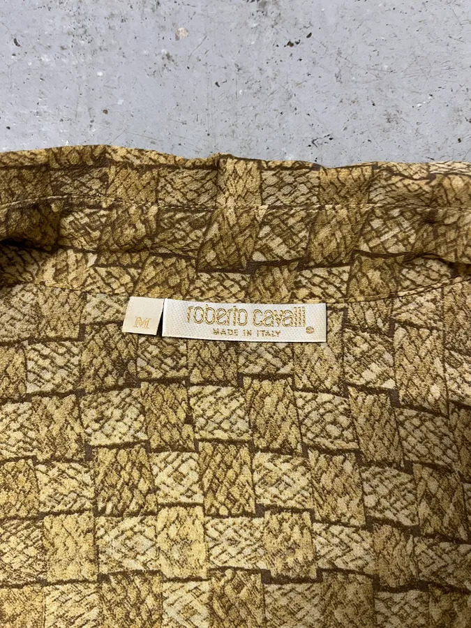 2000s Cavalli Beige Light Contemporary Summer Shirt - Image 7
