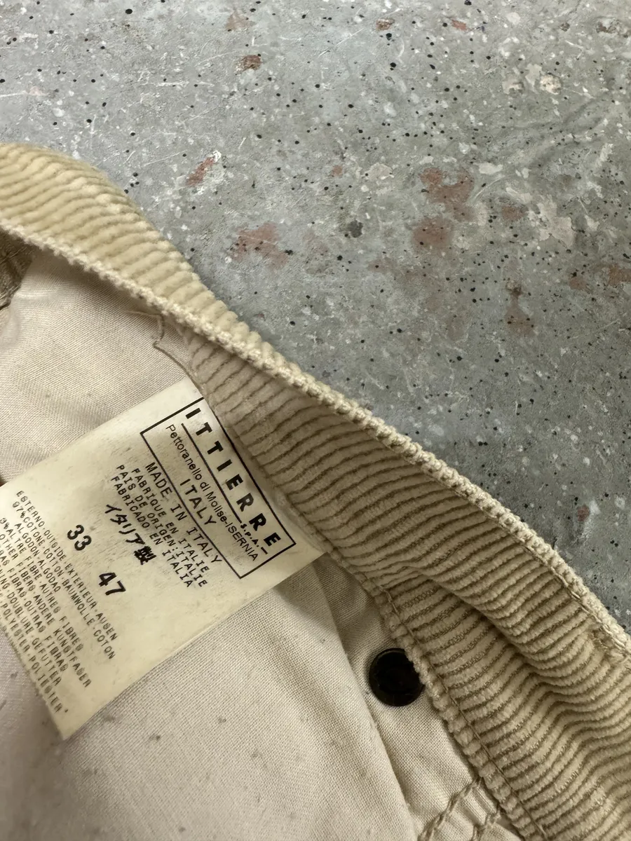 2000s Cavalli Beige Waxed Velvet Pants - Image 12