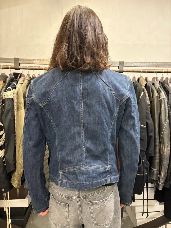 2000s Cavalli Biker Denim Jacket - Image 3