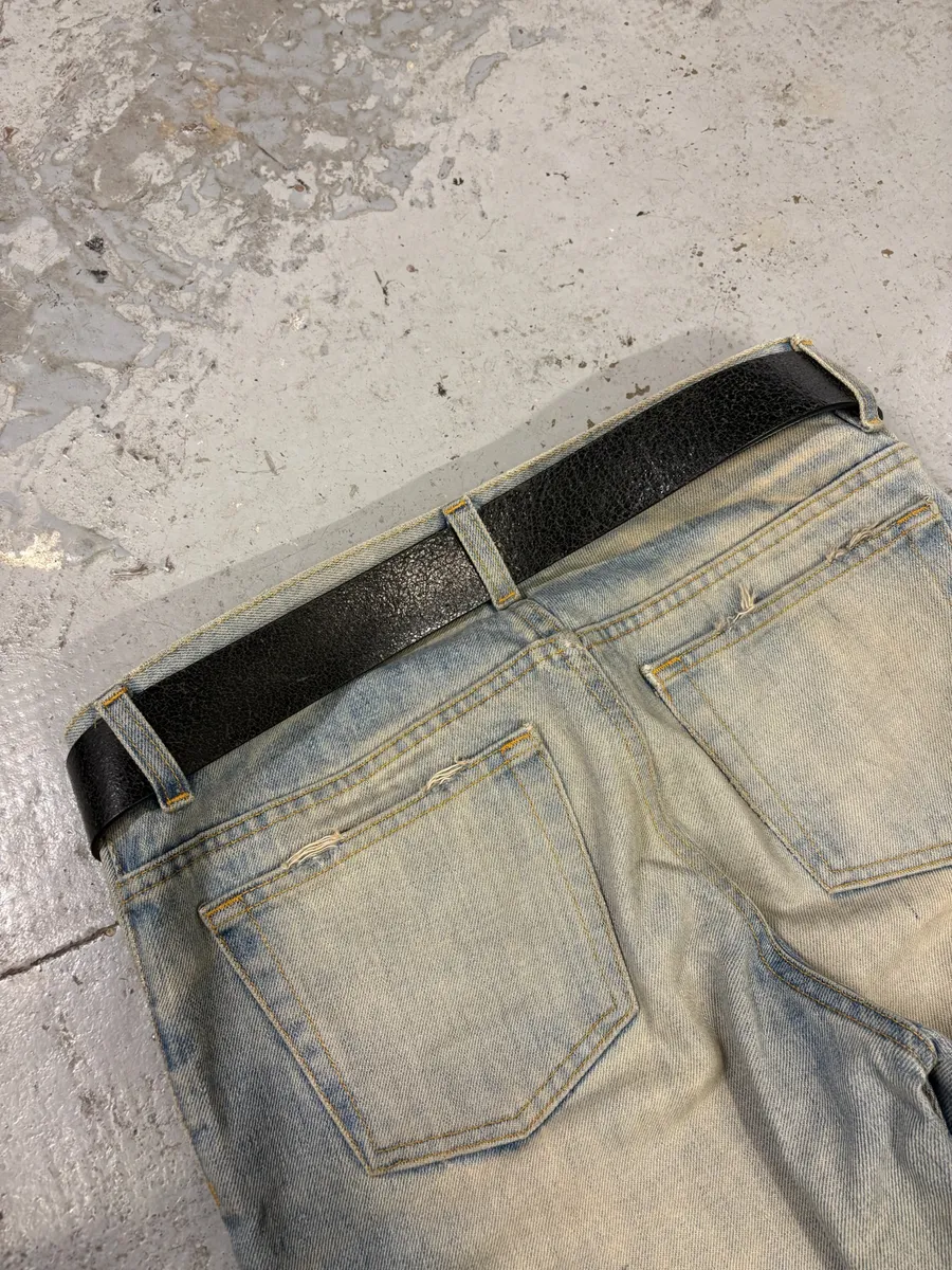 2000s Cavalli Black Cracked Leather Belt - Image 2