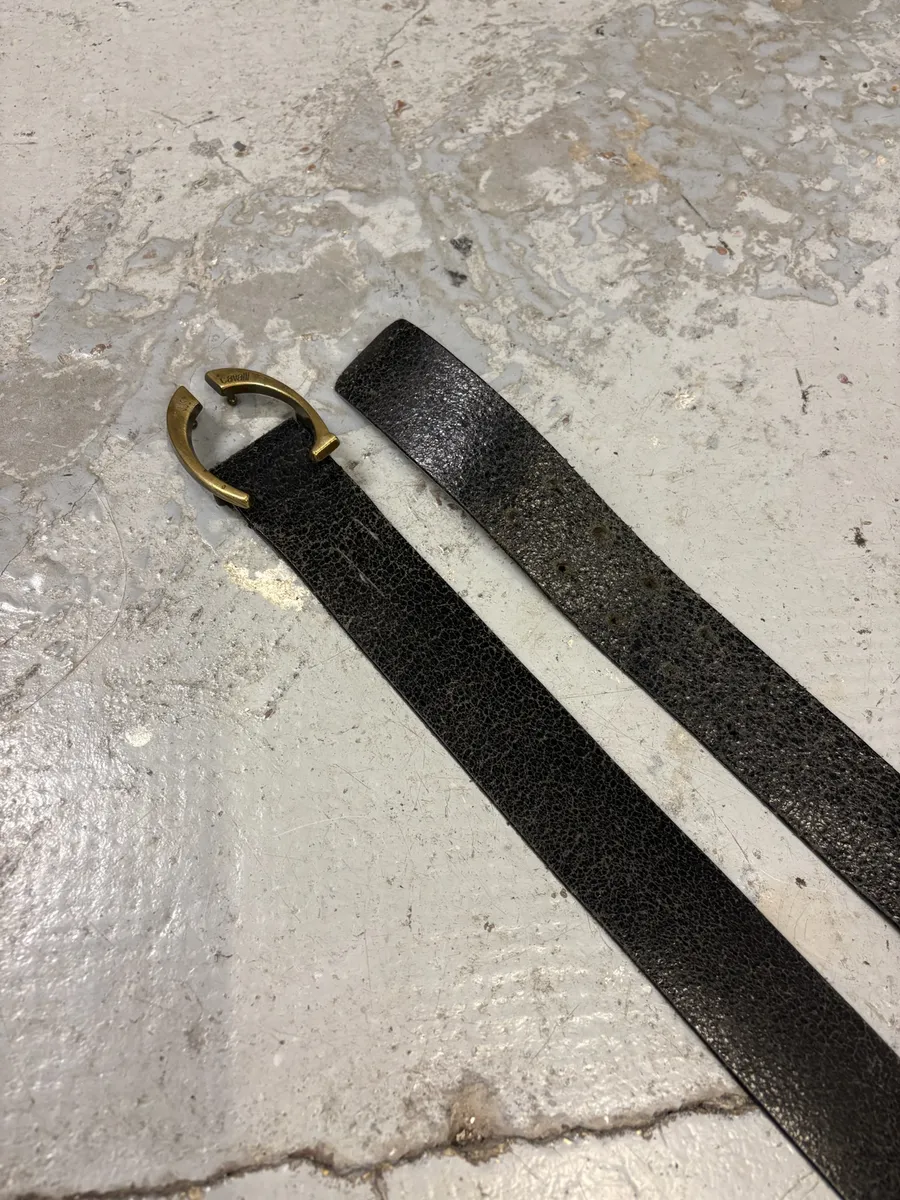 2000s Cavalli Black Cracked Leather Belt - Image 3