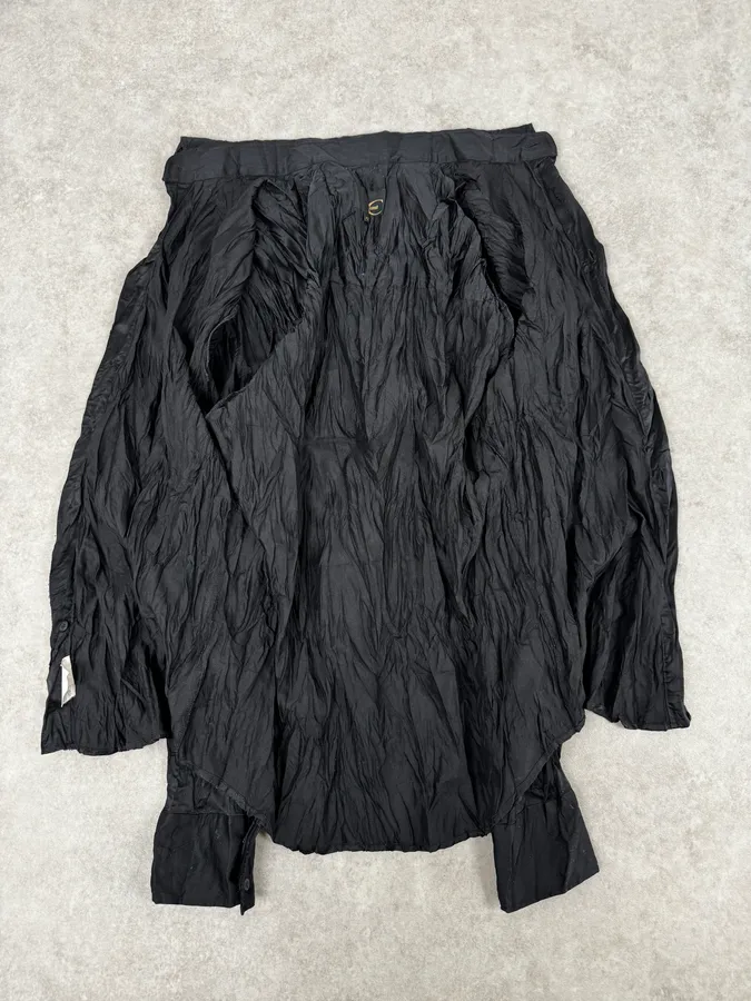 2000s Cavalli Black Crumpled Nylon Shirt - Image 7