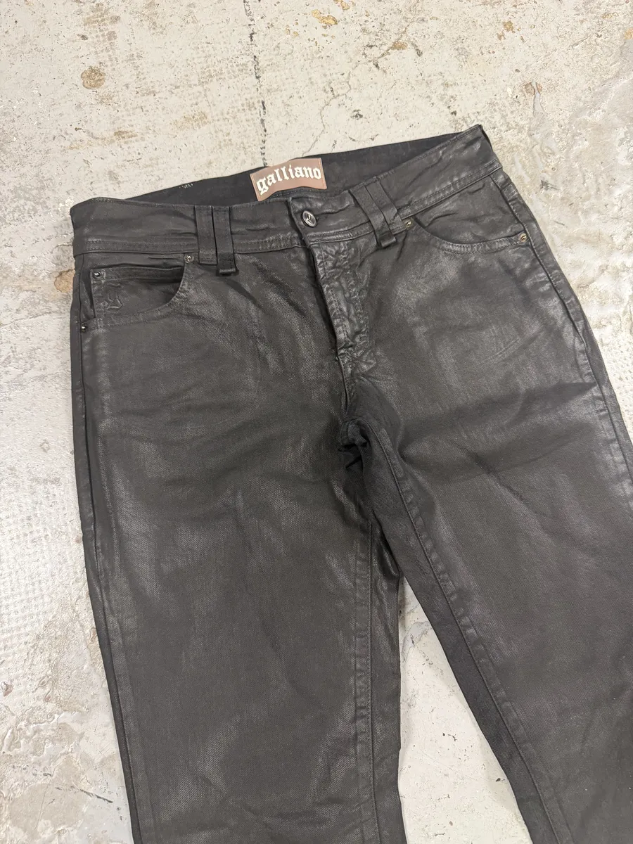 2000s Cavalli Black Eroded Leather Pants - Image 7