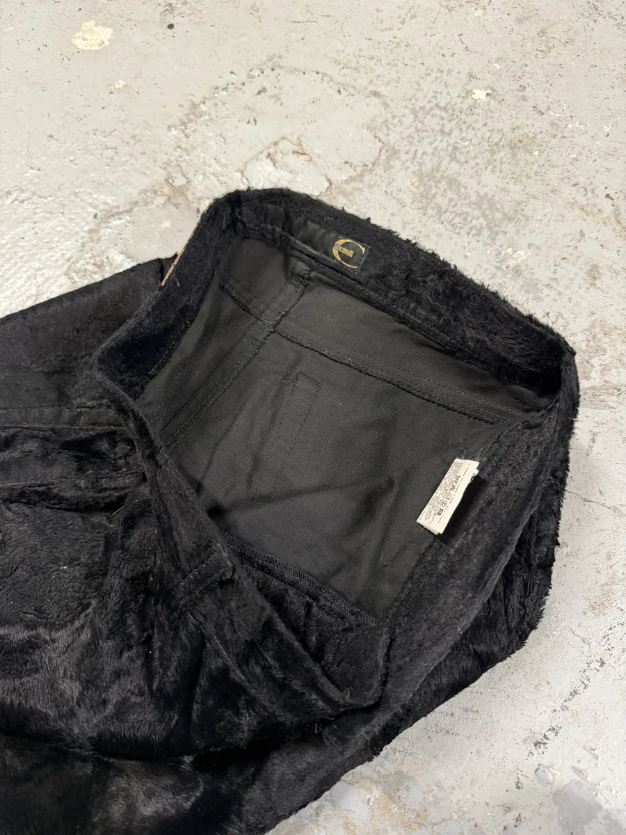 2000s Cavalli Black Faux Fur Flower Pants - Image 9